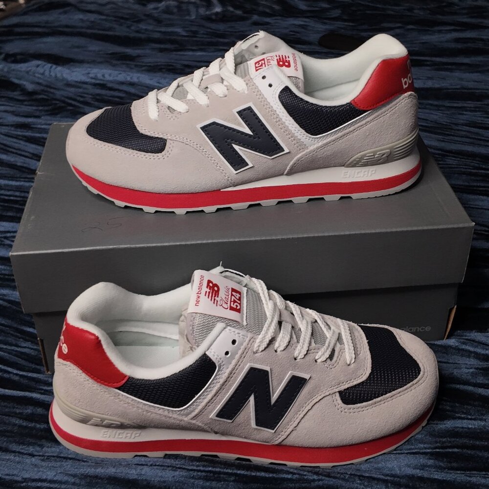 New Balance, Size Mens 9, Grey/Red/Blue